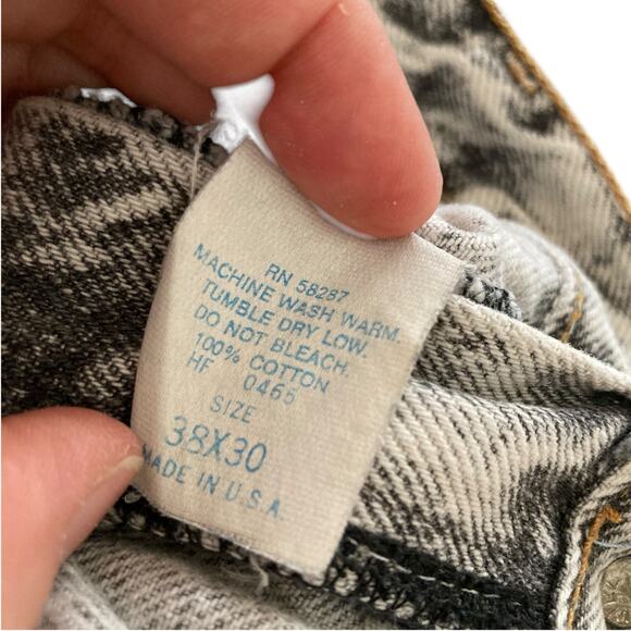 Vintage 80s Gitano Black Acid Washed Straight Leg Grunger Denim Jeans Size 38x30 - Picture 6 of 16